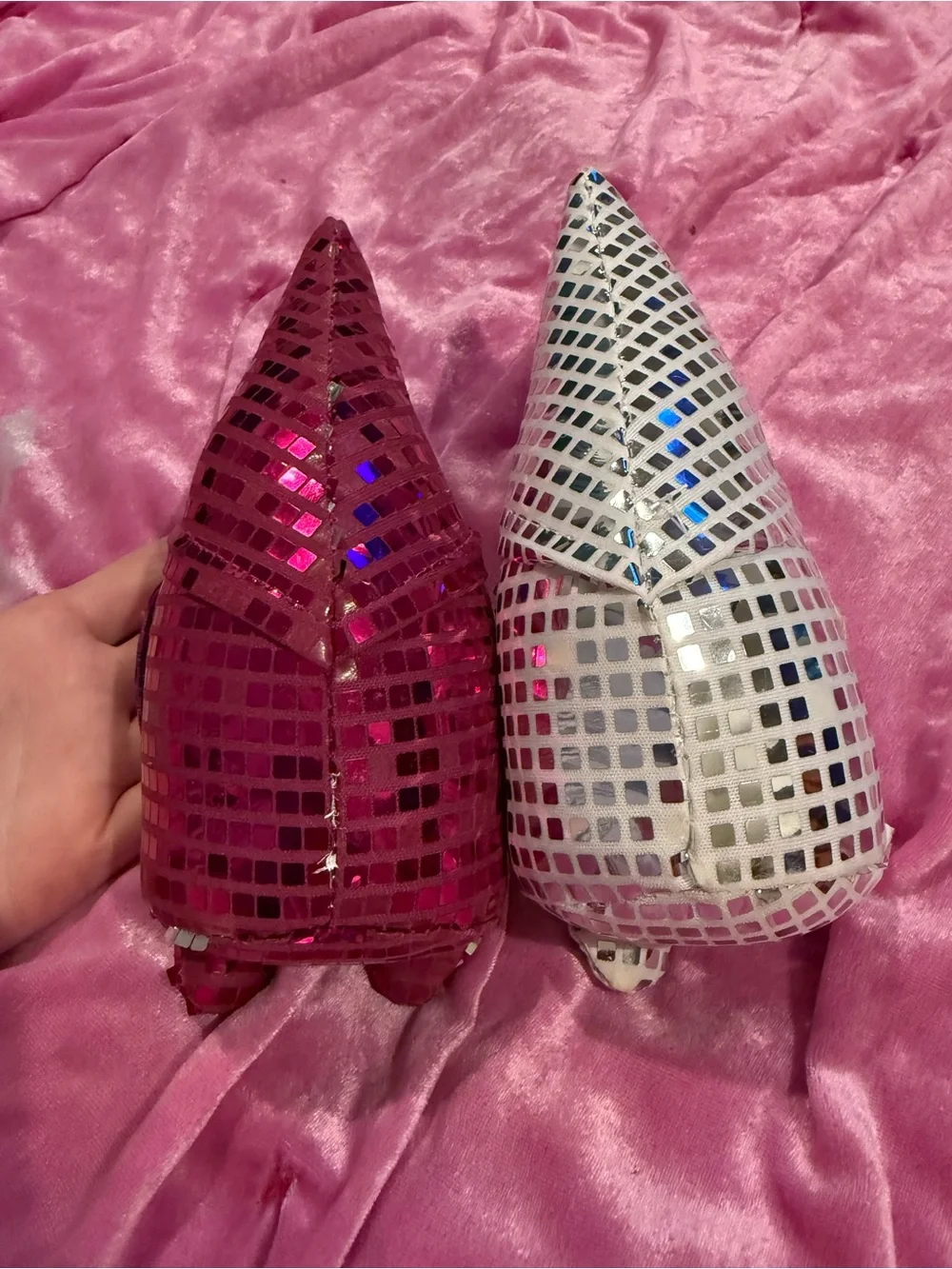 Sequin Gnome Figurine Set - Pink and White